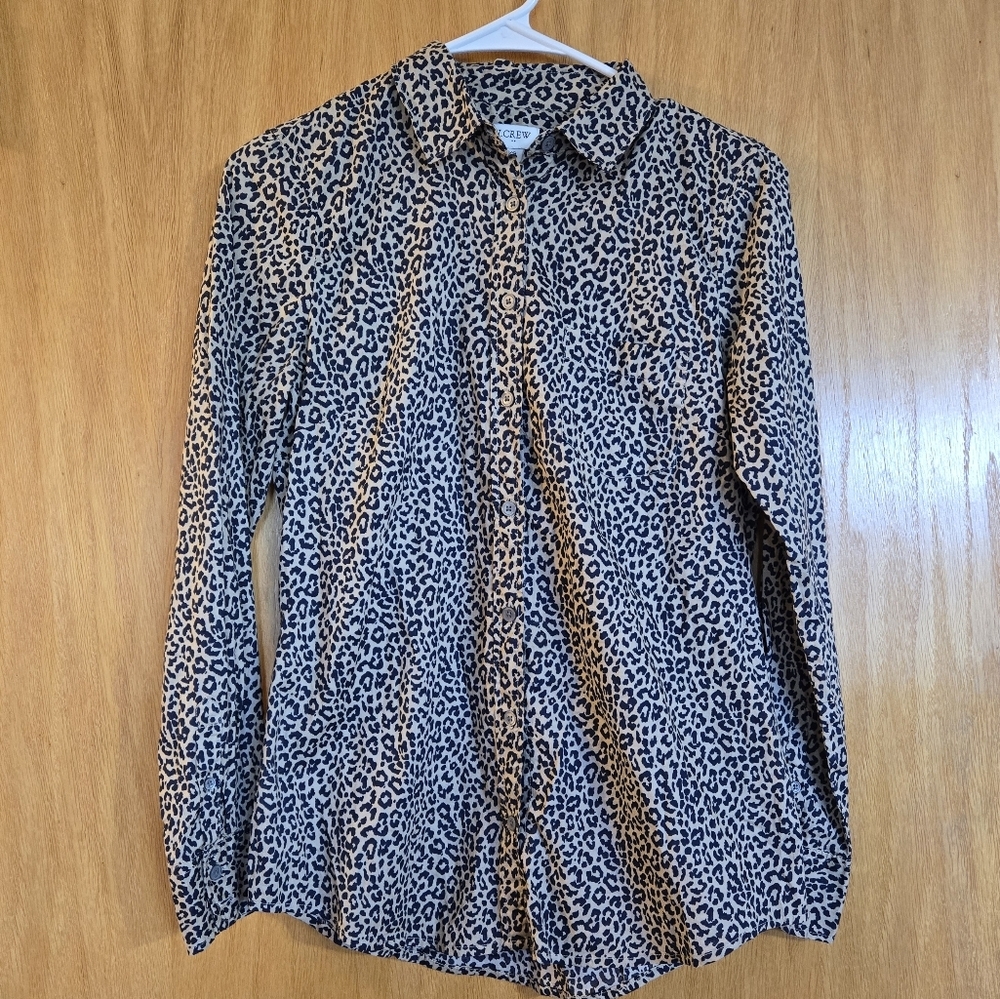 J Crew Animal Print Top 100% Cotton